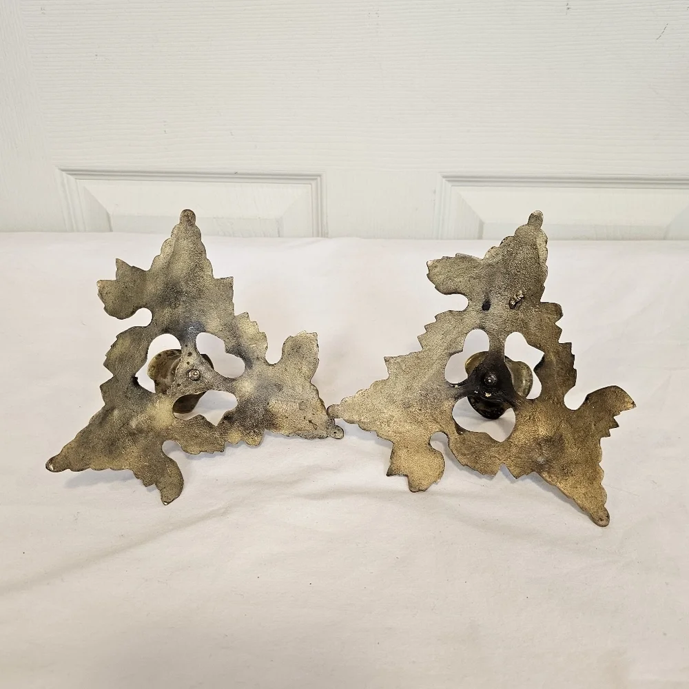 Vintage Brass Grape Candlestick Holder MCM Decore Accent